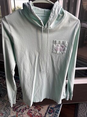 Vineyard Vines Women's Mint Green Hooded Pocket Long Sleeve hoodie